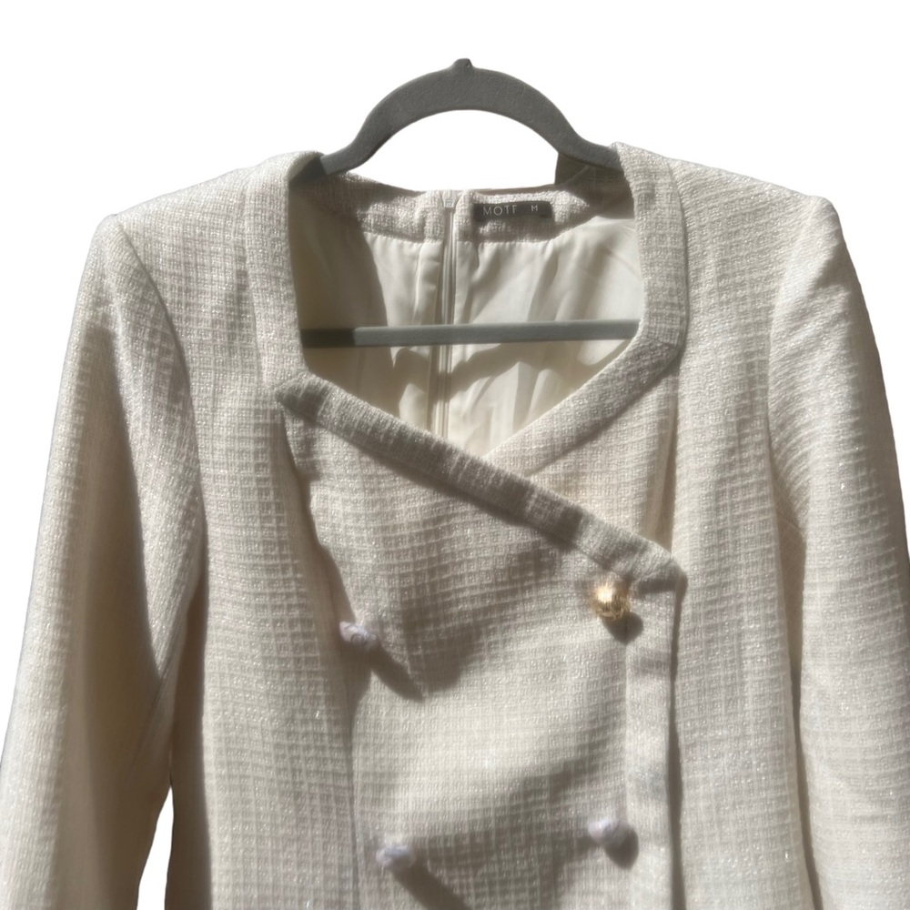 MOTF Double Breasted Bodycon Dress. Size medium. Ivory tweed with gold buttons. - Picture 10 of 10